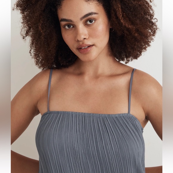Madewell The Goldie Dress in Plissé teapot blue size 0 NWT - Picture 5 of 5